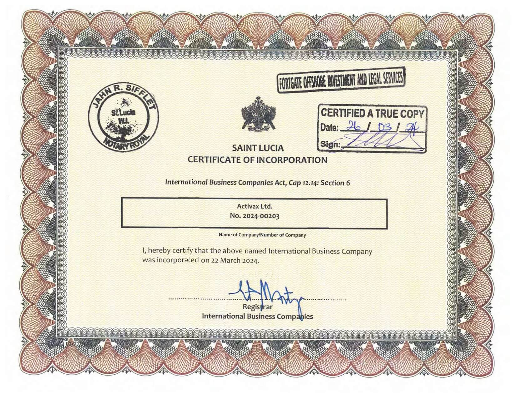 Certificate